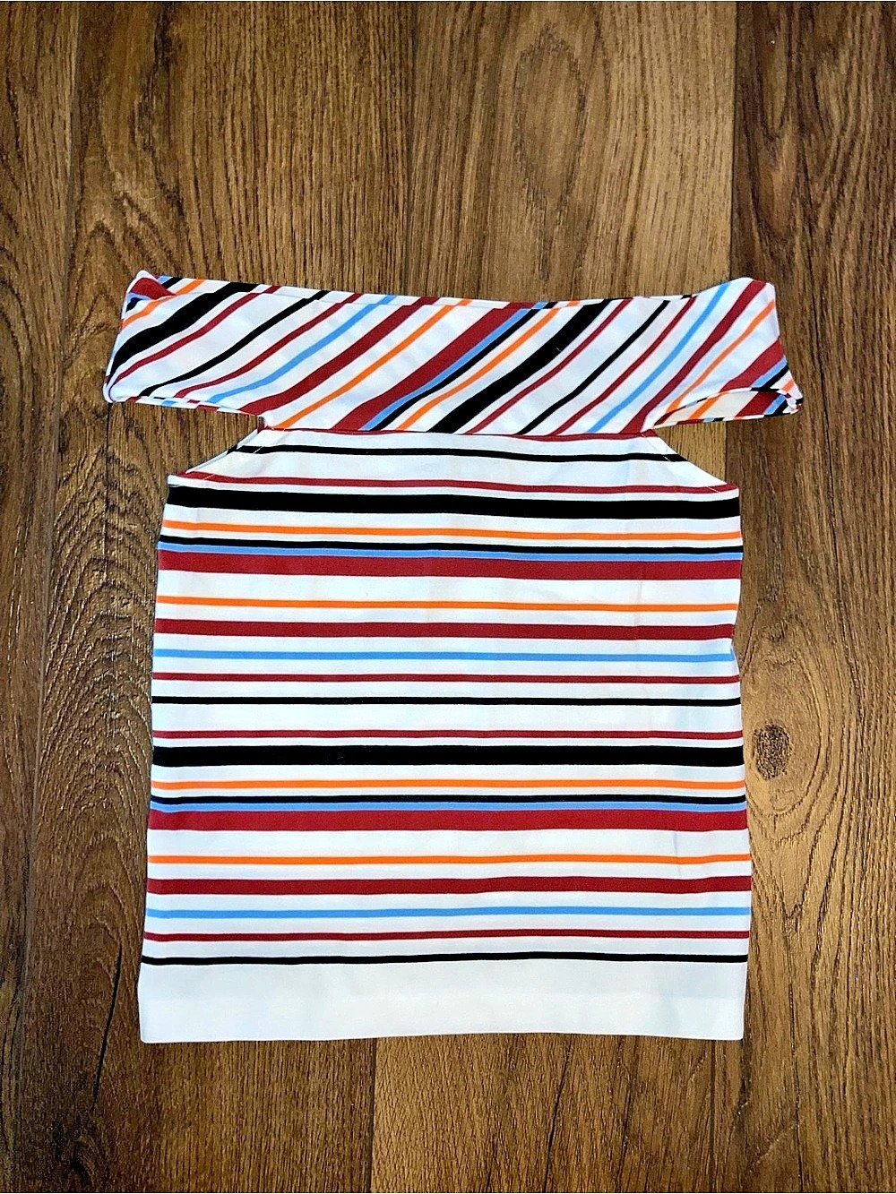 Made in Italy Benetton Striped Tank Top in White & Orange Size Small Like New